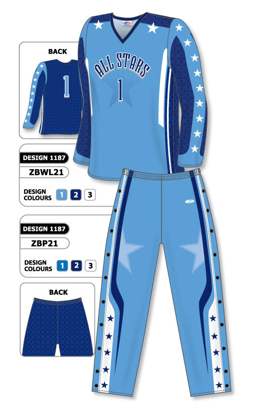 Athletic Knit Sublimated Long Sleeve Basketball Warm Up Set Design 1187 (ZBWLS21-1187)